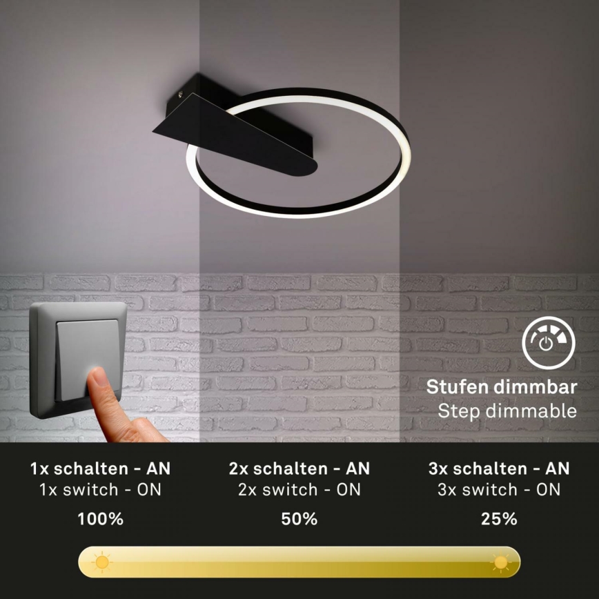 Briloner 3542-015 - Dimmbare LED-Deckenleuchte NICO LED/12W/230V schwarz