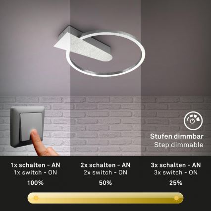 Briloner 3542-018 - Dimmbare LED-Deckenleuchte NICO LED/12W/230V matt Chrom