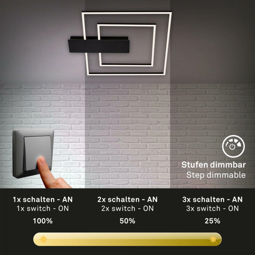 Briloner 3545-015 - Dimmbare LED-Deckenleuchte NICO LED/25W/230V schwarz