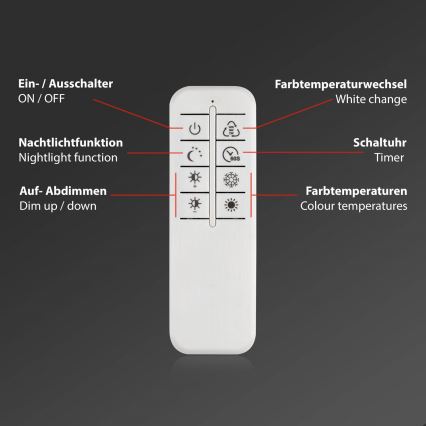 Briloner 3640-012 - Dimmbare LED-Deckenleuchte LED/25W/230V 2700-6500K + Fernbedienung