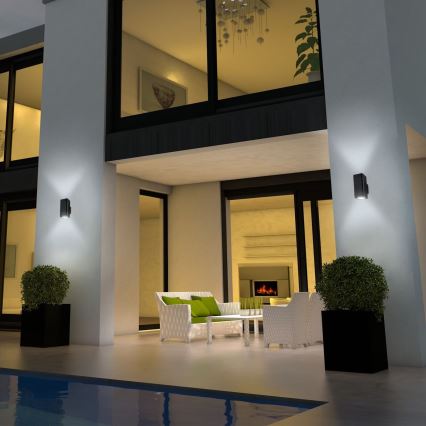 Briloner 3675-025 - Dimmbare LED-RGBW-Wandleuchte für den Außenbereich 2xLED/8,5W/230V 3000-6500K Wi-Fi Tuya IP44 schwarz