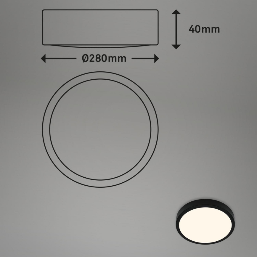Briloner 3700-015 - LED-Deckenleuchte RUNA LED/16W/230V 3000K d 28 cm schwarz