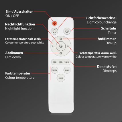 Briloner 3704-014-Dimmbare LED-Deckenleuchte RUNA LED/22W/230V 2700-6500K silbern + Fernbedienung