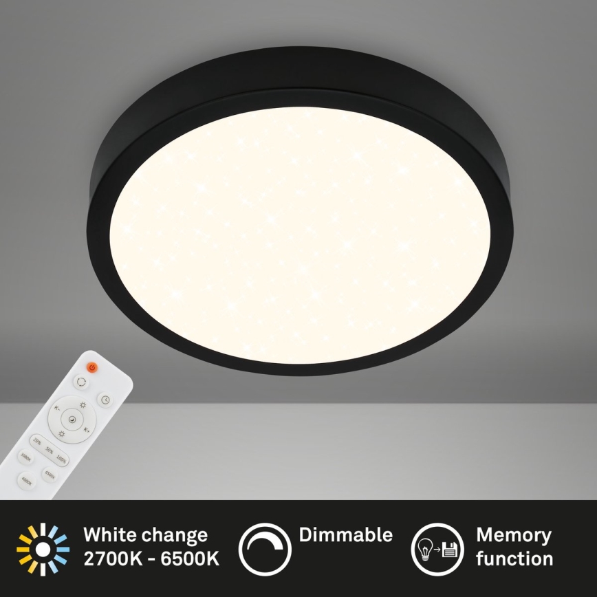 Briloner 3704-015 - Dimmbare LED-Deckenleuchte RUNA LED/22W/230V 2700-6500K schwarz + Fernbedienung