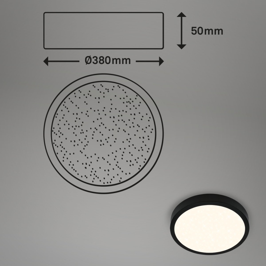 Briloner 3704-015 - Dimmbare LED-Deckenleuchte RUNA LED/22W/230V 2700-6500K schwarz + Fernbedienung