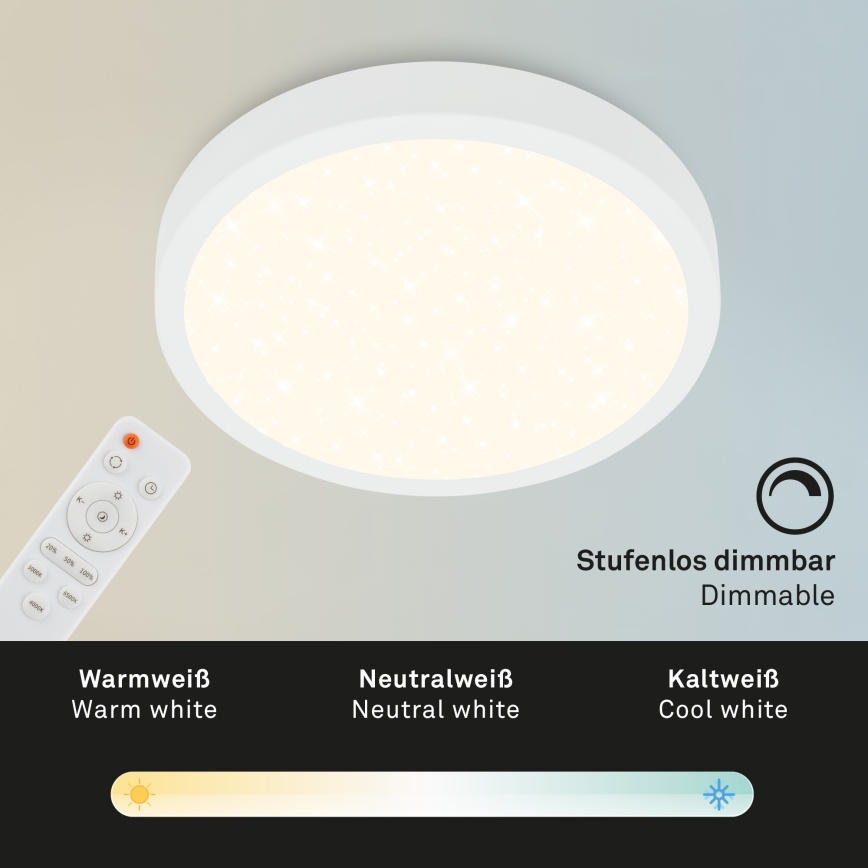 Briloner 3704-016 - Dimmbare LED-Deckenleuchte RUNA LED/22W/230V 2700-6500K weiß + Fernbedienung