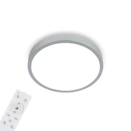 Briloner 3709-014 - Dimmbare LED-RGBW-Deckenleuchte LED/22W/230V 4000K d 38 cm silbern + Fernbedienung