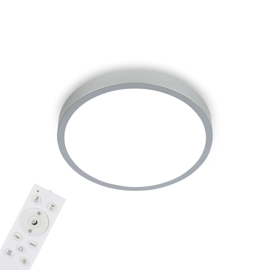 Briloner 3709-014 - Dimmbare LED-RGBW-Deckenleuchte LED/22W/230V 4000K d 38 cm silbern + Fernbedienung