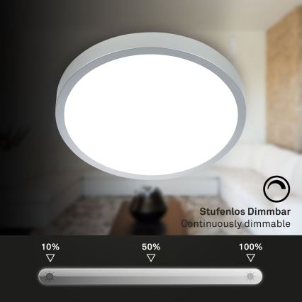 Briloner 3709-014 - Dimmbare LED-RGBW-Deckenleuchte LED/22W/230V 4000K d 38 cm silbern + Fernbedienung