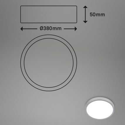Briloner 3709-014 - Dimmbare LED-RGBW-Deckenleuchte LED/22W/230V 4000K d 38 cm silbern + Fernbedienung