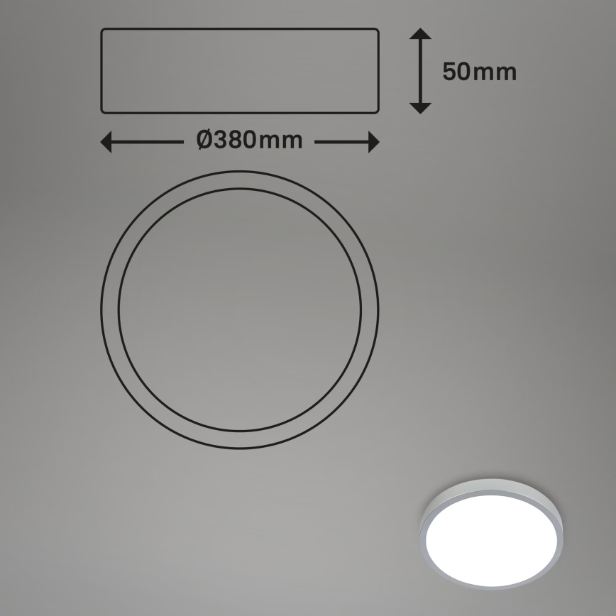 Briloner 3709-014 - Dimmbare LED-RGBW-Deckenleuchte LED/22W/230V 4000K d 38 cm silbern + Fernbedienung