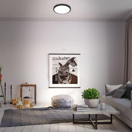 Briloner 3709-015 - Dimmbare LED-RGBW-Deckenleuchte LED/22W/230V 4000K d 38 cm schwarz + Fernbedienung