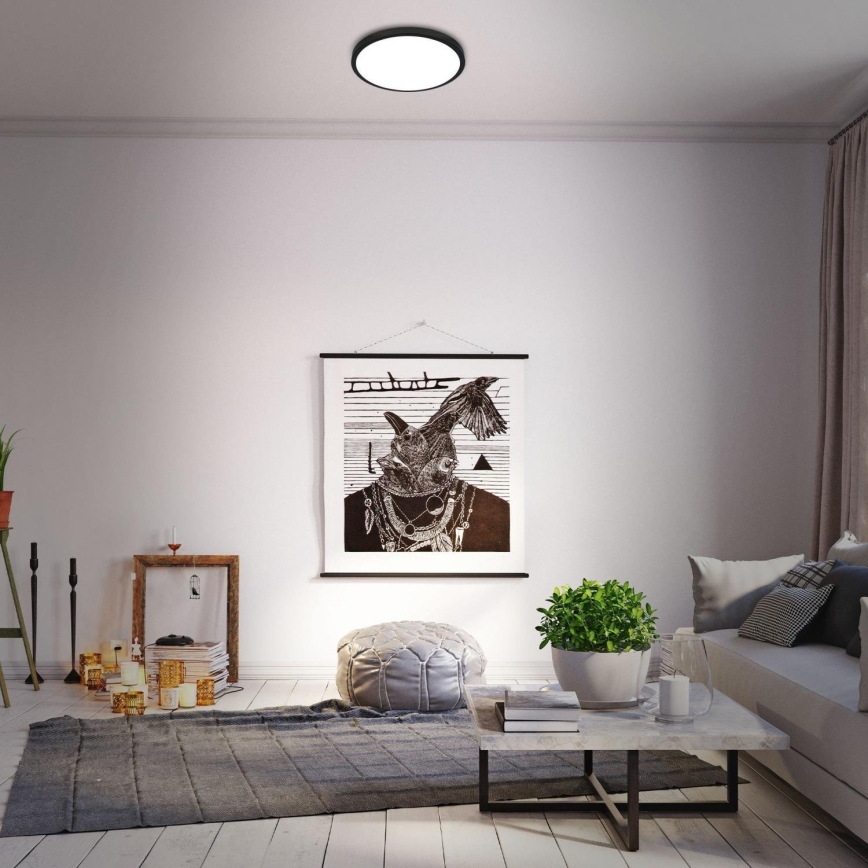 Briloner 3709-015 - Dimmbare LED-RGBW-Deckenleuchte LED/22W/230V 4000K d 38 cm schwarz + Fernbedienung