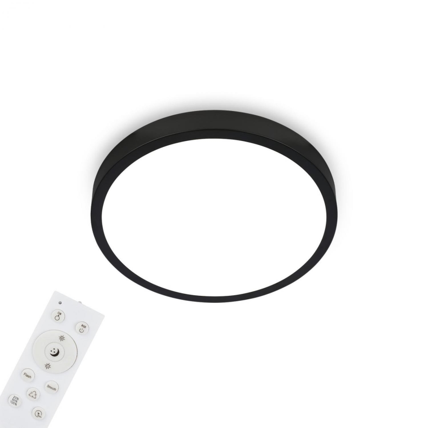 Briloner 3709-015 - Dimmbare LED-RGBW-Deckenleuchte LED/22W/230V 4000K d 38 cm schwarz + Fernbedienung