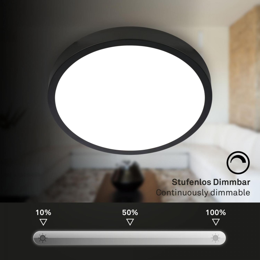 Briloner 3709-015 - Dimmbare LED-RGBW-Deckenleuchte LED/22W/230V 4000K d 38 cm schwarz + Fernbedienung
