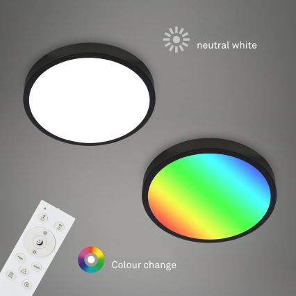 Briloner 3709-015 - Dimmbare LED-RGBW-Deckenleuchte LED/22W/230V 4000K d 38 cm schwarz + Fernbedienung
