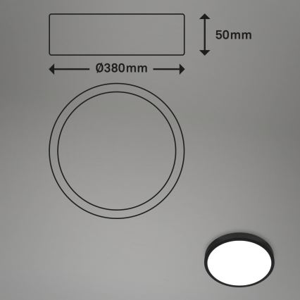 Briloner 3709-015 - Dimmbare LED-RGBW-Deckenleuchte LED/22W/230V 4000K d 38 cm schwarz + Fernbedienung
