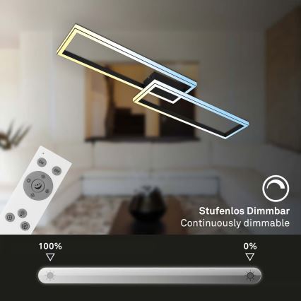 Briloner 3761015 - Dimmbare LED-Deckenleuchte LED/45W/230V 2700-6500K schwarz + Fernbedienung