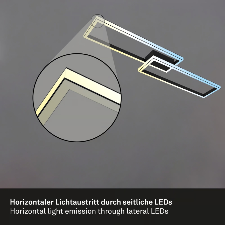 Briloner 3761015 - Dimmbare LED-Deckenleuchte LED/45W/230V 2700-6500K schwarz + Fernbedienung