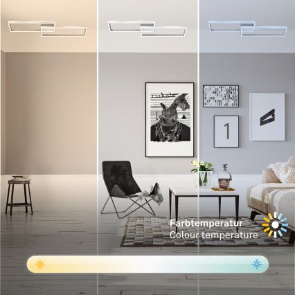 Briloner 3761019 - LED-dimmbare Deckenleuchte LED/45W/230V 2700-6500K mattchrom + Fernbedienung