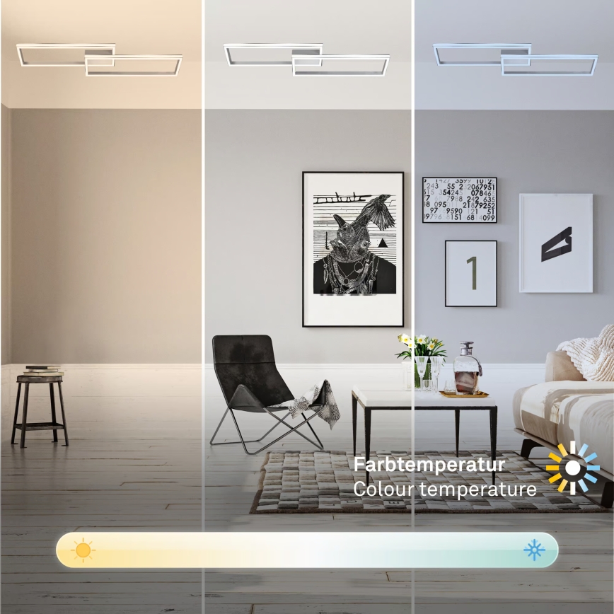 Briloner 3761019 - LED-dimmbare Deckenleuchte LED/45W/230V 2700-6500K mattchrom + Fernbedienung