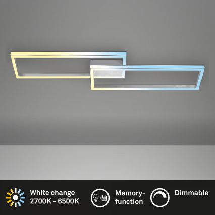 Briloner 3761019 - LED-dimmbare Deckenleuchte LED/45W/230V 2700-6500K mattchrom + Fernbedienung