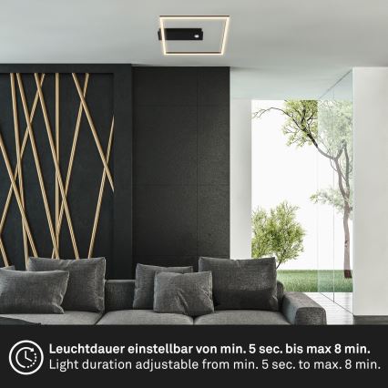 Briloner 3770-015 - LED-Deckenleuchte mit Bewegungs- und Dämmerungssensor FRAME LED/14W/230V 3000K 30x32 cm schwarz