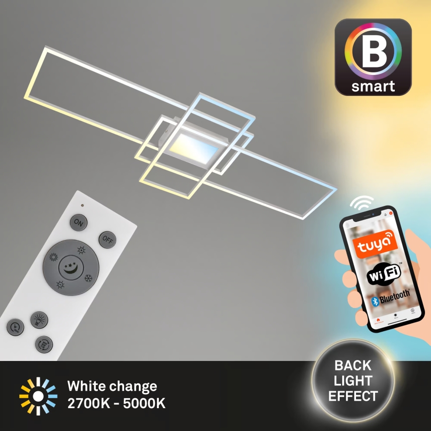 Briloner 3812019 - LED dimmbare Deckenleuchte RAM LED/56W/230V Wi-Fi Tuya 111x42 cm + Fernbedienung