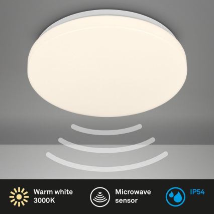Briloner 3827-016 - LED-Deckenleuchte für Badezimmer mit Sensor WALK, 13 W/230 V, IP54, Ø 27 cm, weiß