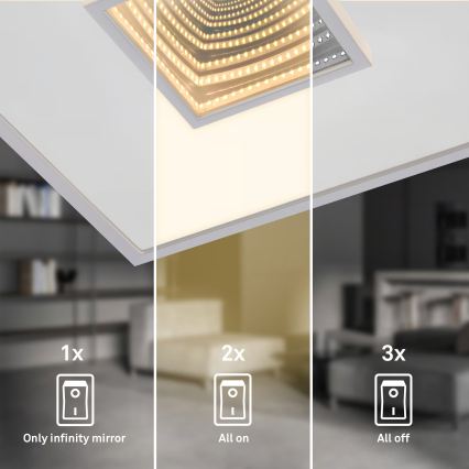 Briloner 3848014 - LED-Deckenleuchte TORO LED/18W/230V 42x42 cm matt-chrom