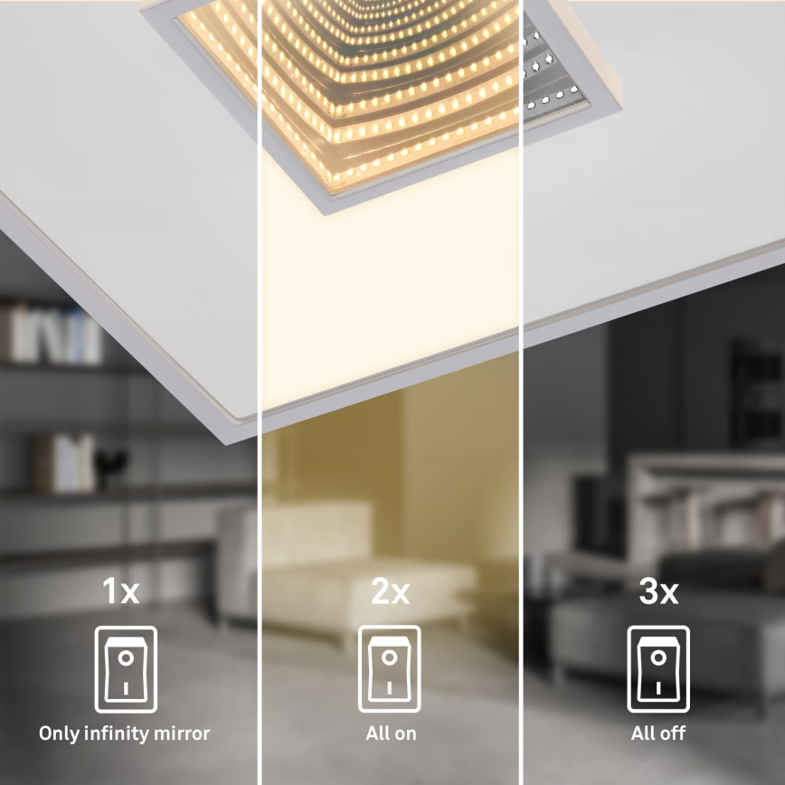 Briloner 3848014 - LED-Deckenleuchte TORO LED/18W/230V 42x42 cm matt-chrom