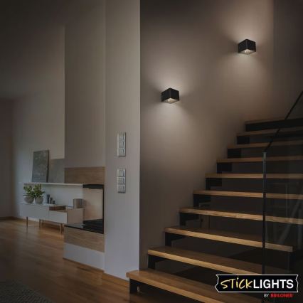 Briloner 3879015 - LED wiederaufladbare Wandleuchte mit Bewegungs- und Dämmerungssensor BORRA LED/1,5W/5V 3600 mAh schwarz