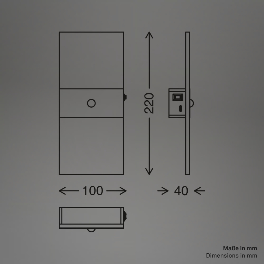 Briloner 3888015 - LED-Akku-Wandleuchte AURA mit Bewegungs- und Dämmerungssensor, LED/2,5W/5V, 1800 mAh, schwarz