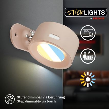Briloner 3896011 - TARI LED Wandleuchte, dimmbar, wiederaufladbar, 1,6W/5V, 1500 mAh, beige