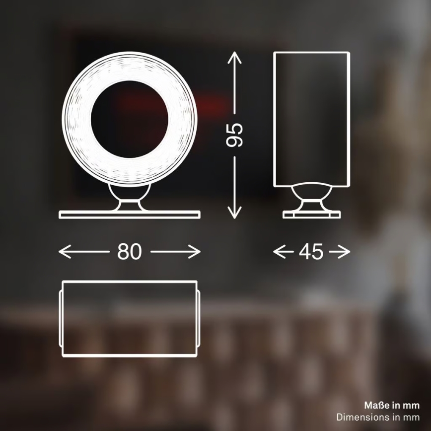 Briloner 3896011 - TARI LED Wandleuchte, dimmbar, wiederaufladbar, 1,6W/5V, 1500 mAh, beige