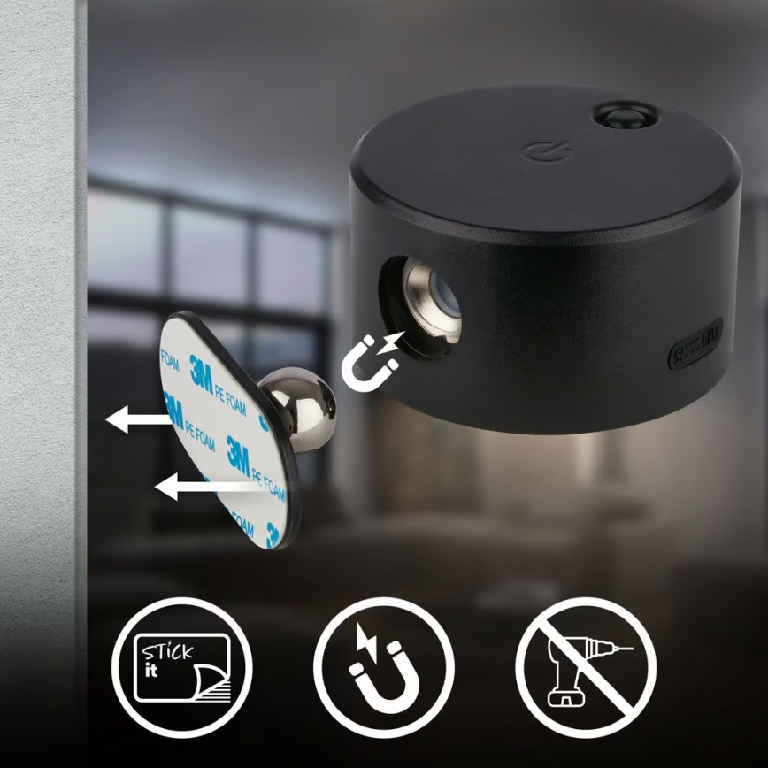 Briloner 3896015 - LED-dimmbare, wiederaufladbare Wandleuchte TARI LED/1,6W/5V 1500 mAh schwarz