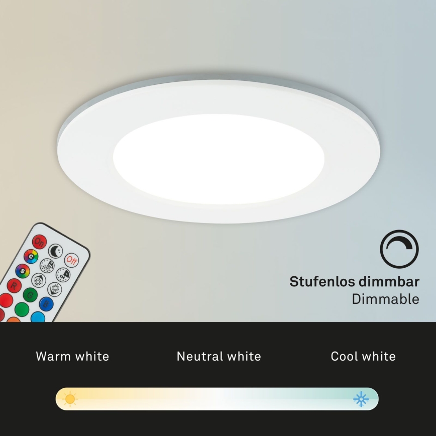 Briloner - SET 3x RGBW LED dimmbare Badezimmer-Einbauleuchte LED/4,8W/230V 3000-6500K IP65 + Fernbedienung