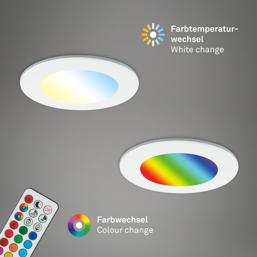 Briloner - SET 3x RGBW LED dimmbare Badezimmer-Einbauleuchte LED/4,8W/230V 3000-6500K IP65 + Fernbedienung