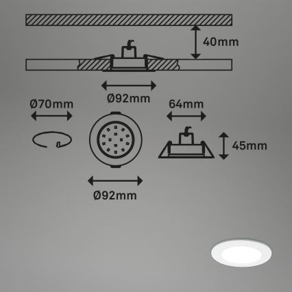 Briloner - SET 3x RGBW LED dimmbare Badezimmer-Einbauleuchte LED/4,8W/230V 3000-6500K IP65 + Fernbedienung