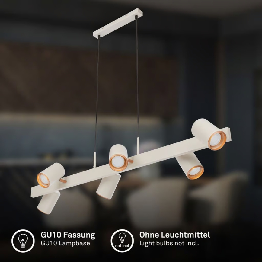 Briloner 4058064 - Seilpendelleuchte ERA 6xGU10/10W/230V cremefarben