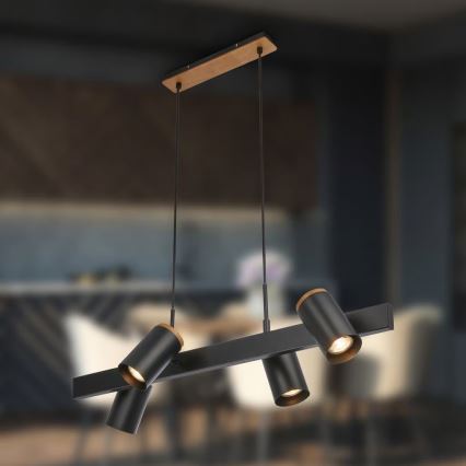 Briloner 4059045 - Hängeleuchte ERA mit Kabelabhängung, 4x GU10/10W/230V, schwarz