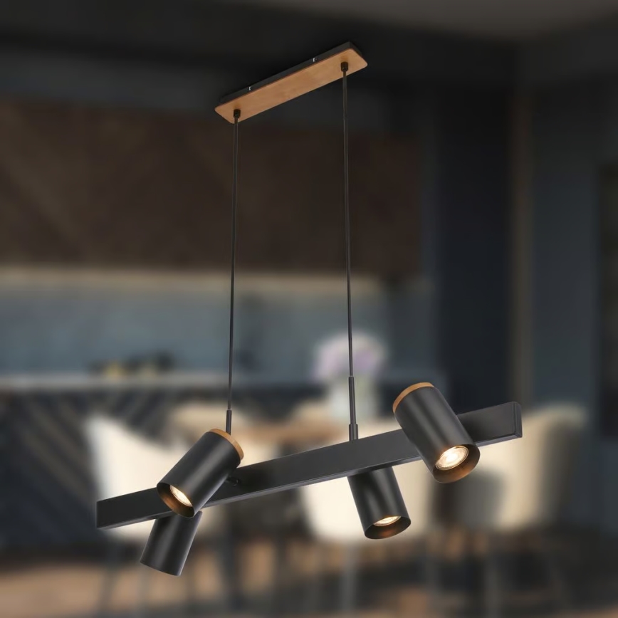 Briloner 4059045 - Hängeleuchte ERA mit Kabelabhängung, 4x GU10/10W/230V, schwarz