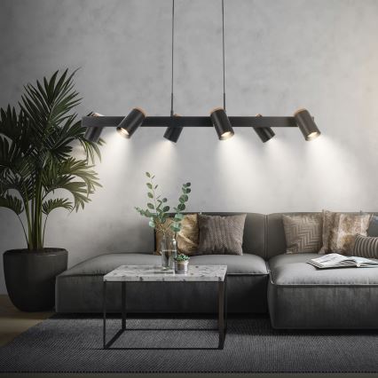 Briloner 4059065 - Hängeleuchte ERA an Kabel 6xGU10/10W/230V schwarz