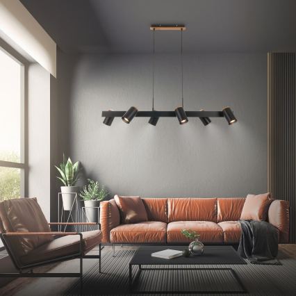 Briloner 4059065 - Hängeleuchte ERA an Kabel 6xGU10/10W/230V schwarz