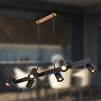 Briloner 4059065 - Hängeleuchte ERA an Kabel 6xGU10/10W/230V schwarz