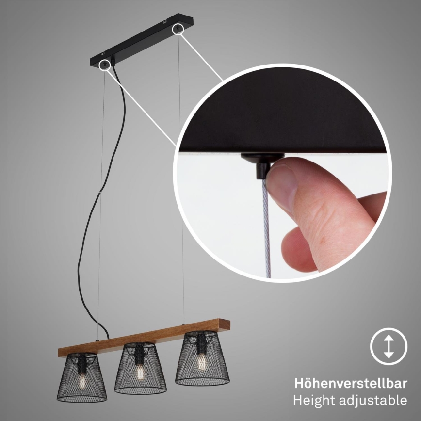 Briloner 4077-035 - Hängeleuchte WOOD & STYLE 3xE14/25W/230V Gummibaum