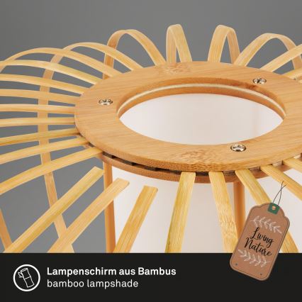 Briloner 4759031 - Pendelleuchte an Kabel 3xE27/10W/230V schwarz/bambus