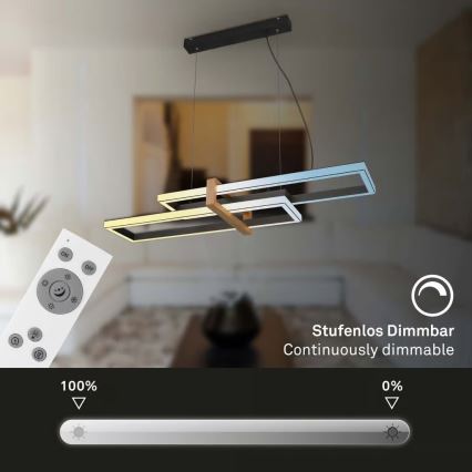 Briloner 4768015 - dimmbare LED-Pendelleuchte an Stahlseil LED/44W/230V 2700-6500K 100 cm + Fernbedienung