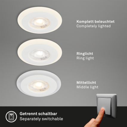 Briloner 7039036 - SET 3x LED Badezimmer-Einbauleuchte 3xLED/5W/230V IP44 weiß