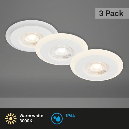 Briloner 7039036 - 3er-Set LED-Einbauleuchten für Badezimmer LED/5W/230V IP44 weiß
